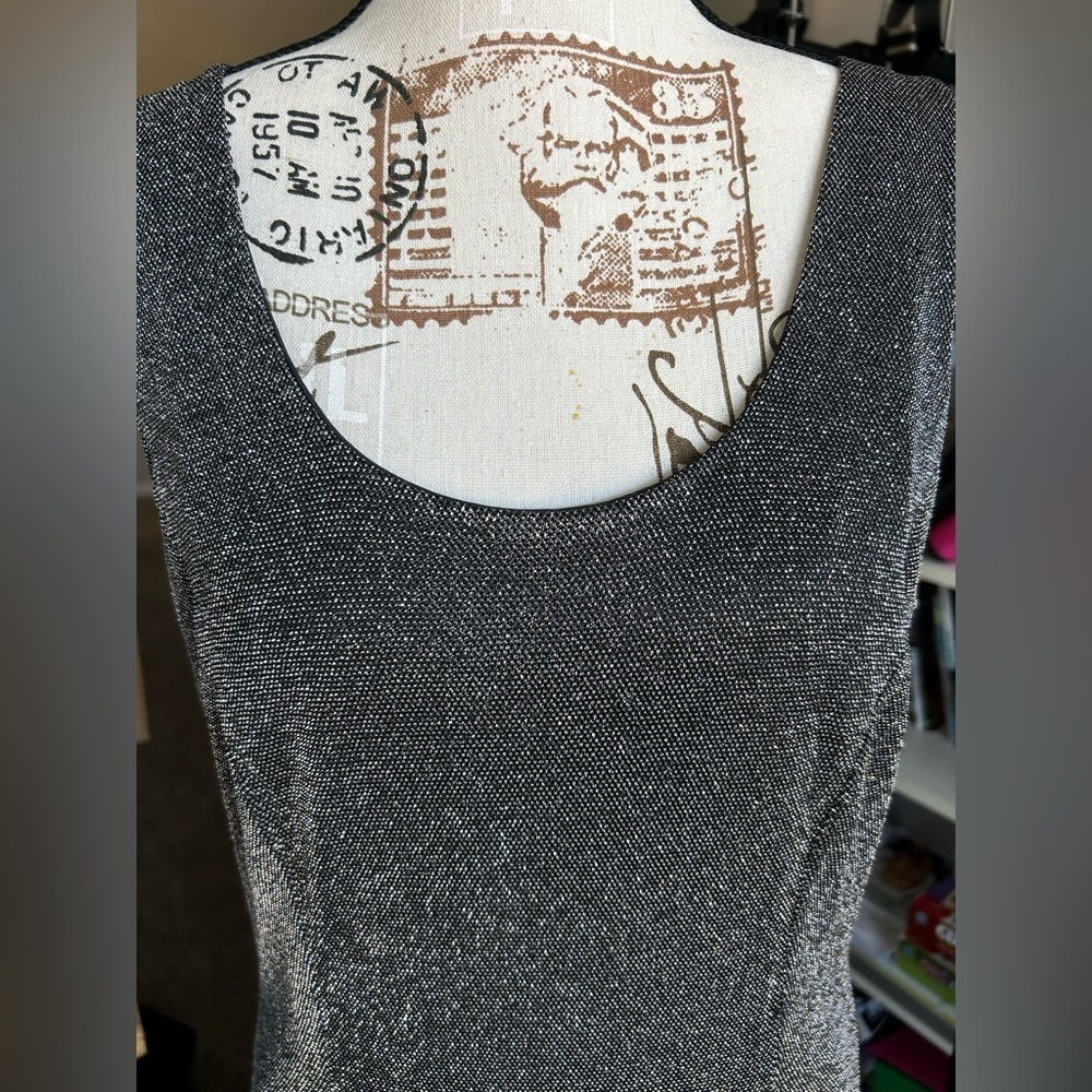 Vintage Molly Malloy Evening full length black and metallic silver dress size 12 - Picture 3 of 12